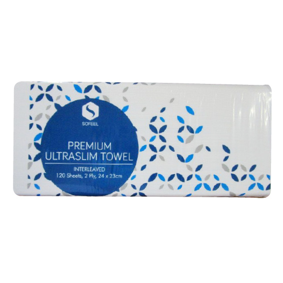 Sofeel Premium Ultraslim Multifold Paper Towel Biodegradable 2-Ply 24cm x 24cm 120 Sheets x 20 Packs